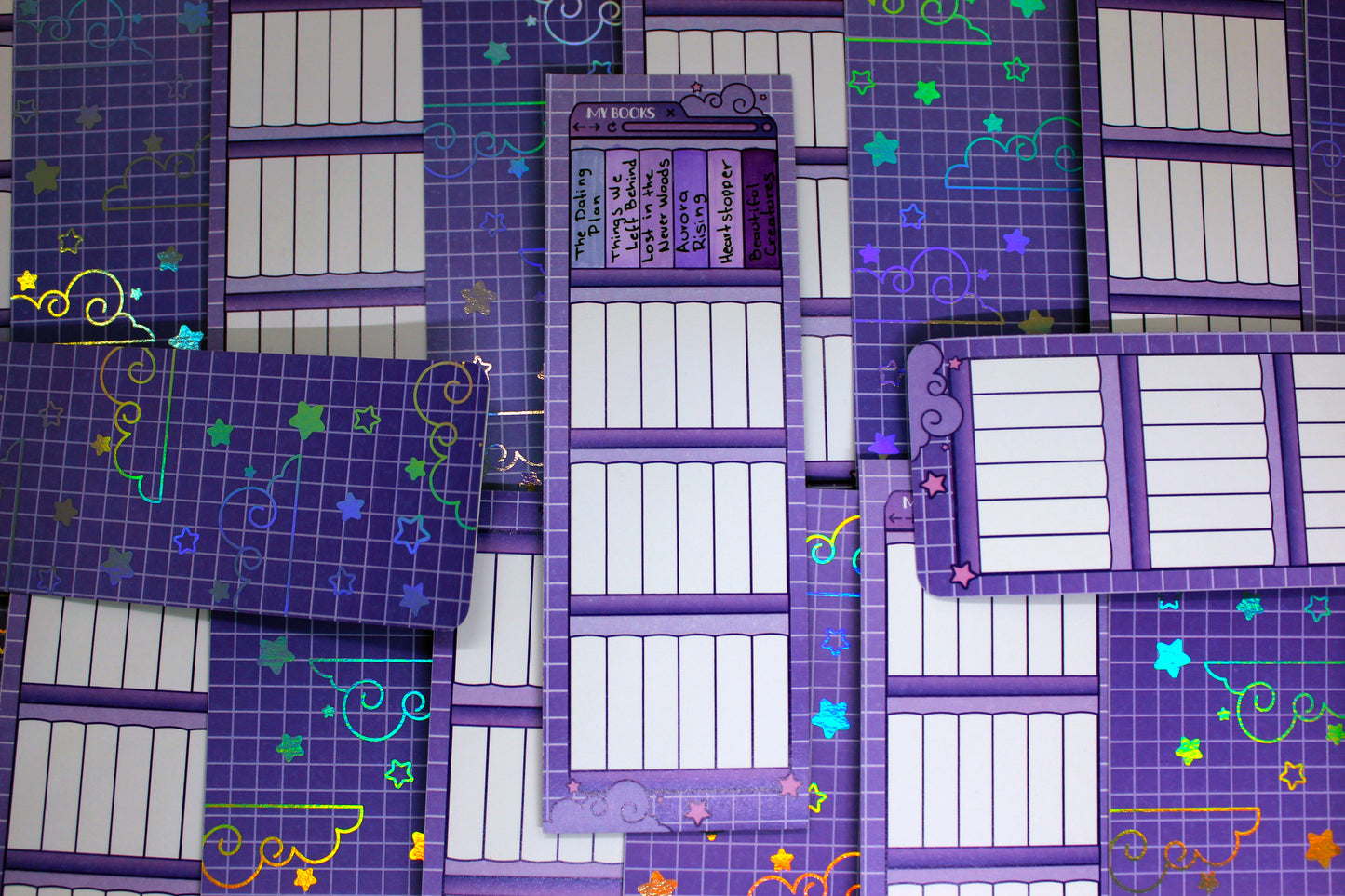 Purple Reading Tracker Bookmark | Holographic Foil Bookmark