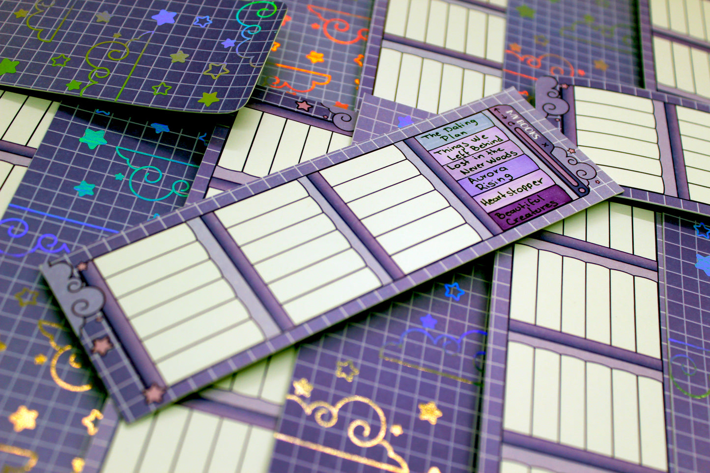 Purple Reading Tracker Bookmark | Holographic Foil Bookmark