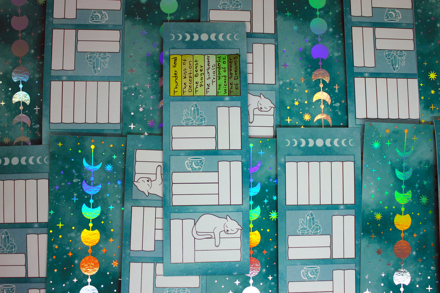 Teal Reading Tracker Bookmark | Holographic Foil Bookmark