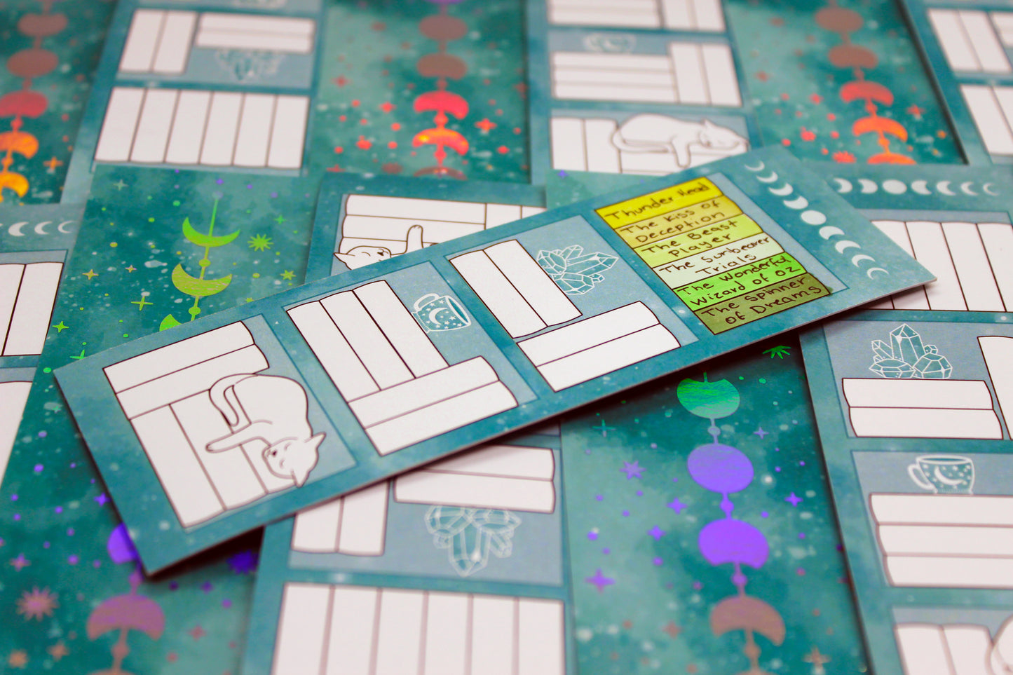 Teal Reading Tracker Bookmark | Holographic Foil Bookmark