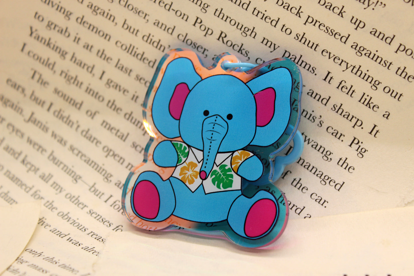 Ella Elephant Acrylic Keychain | Keeper of the Lost Cities Inspired Charm | Holographic Bookish Keychain