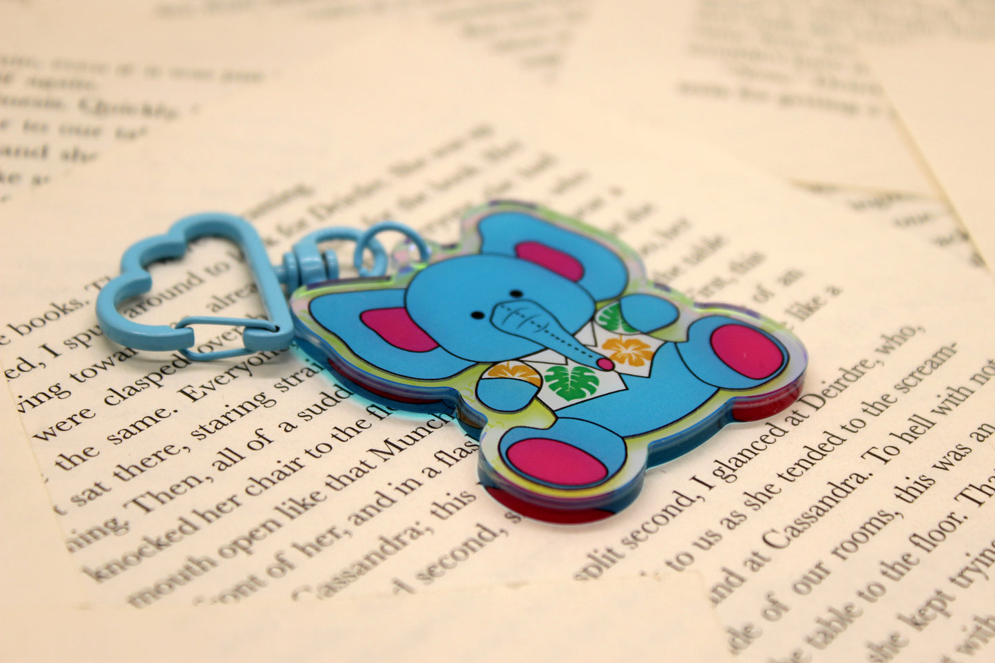 Ella Elephant Acrylic Keychain | Keeper of the Lost Cities Inspired Charm | Holographic Bookish Keychain