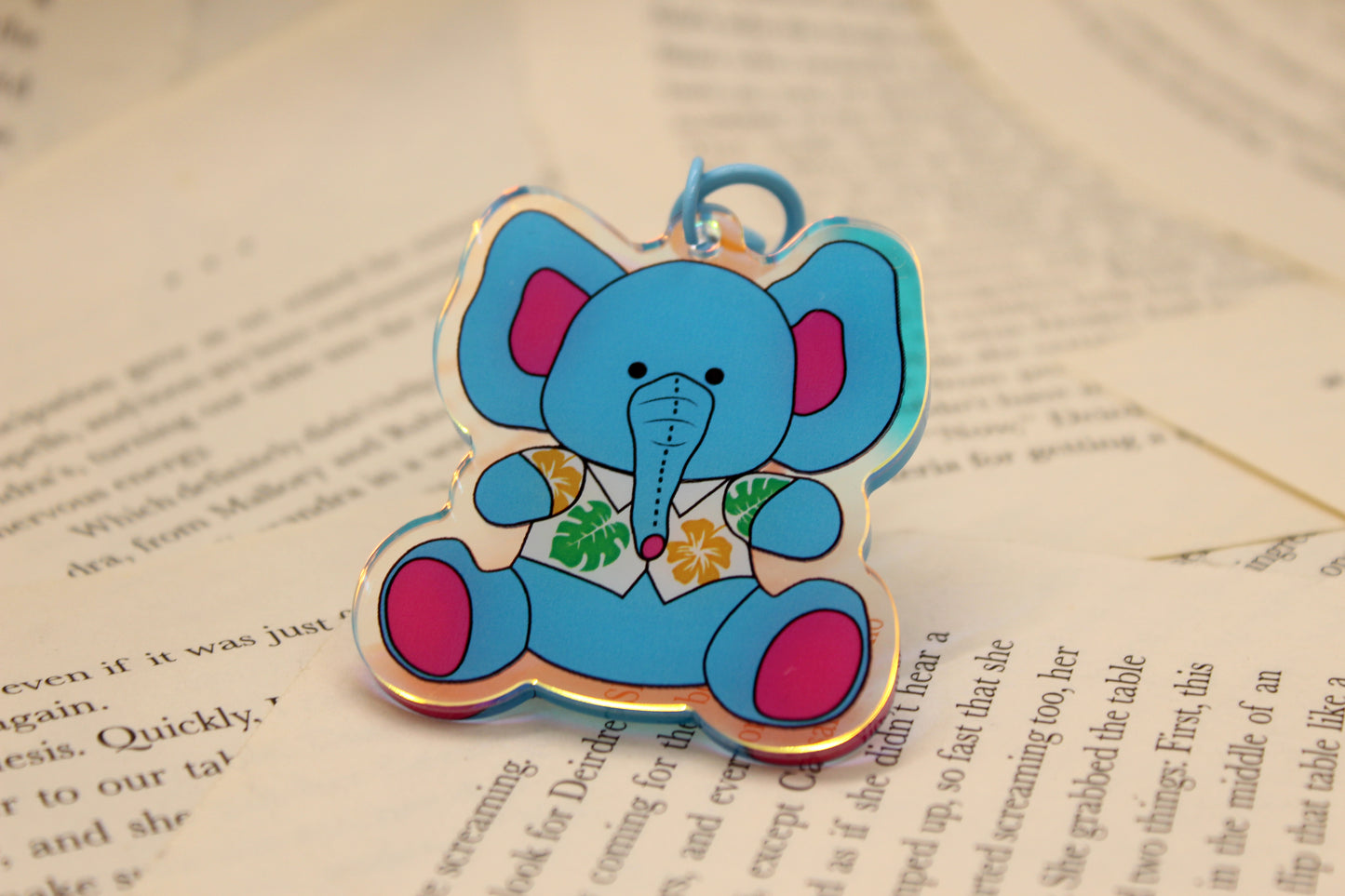Ella Elephant Acrylic Keychain | Keeper of the Lost Cities Inspired Charm | Holographic Bookish Keychain