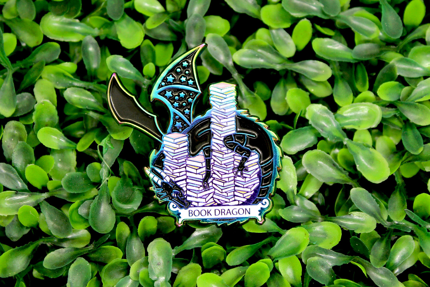 Book Dragon Soft Enamel Rainbow Metal Bookish Enamel Pin