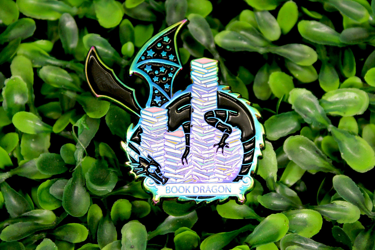 Book Dragon Soft Enamel Rainbow Metal Bookish Enamel Pin