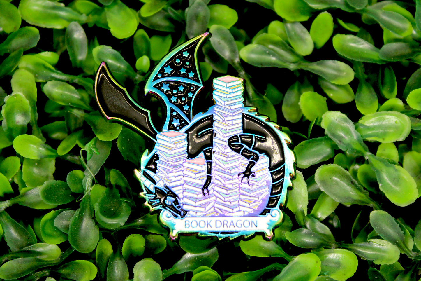 Book Dragon Soft Enamel Rainbow Metal Bookish Enamel Pin