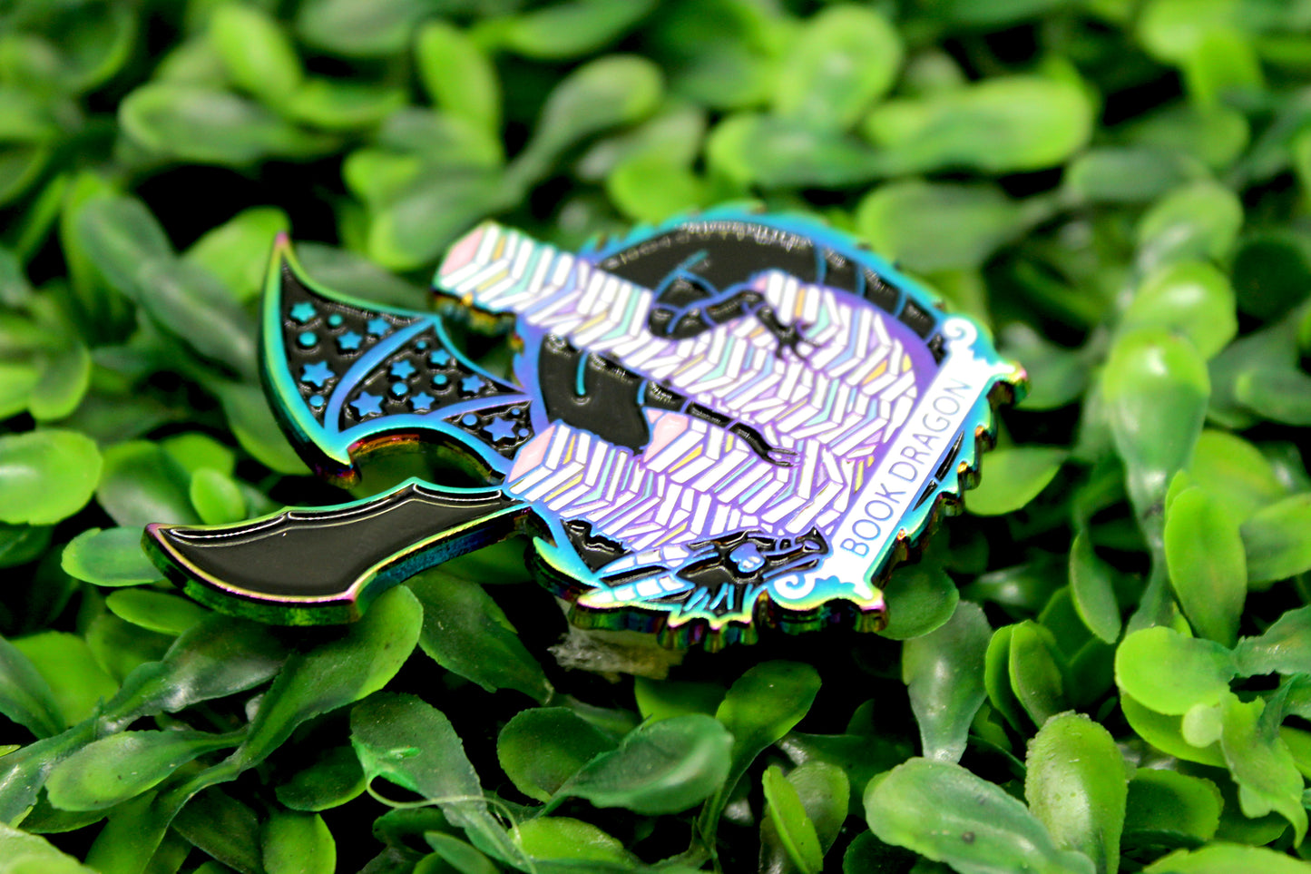 Book Dragon Soft Enamel Rainbow Metal Bookish Enamel Pin