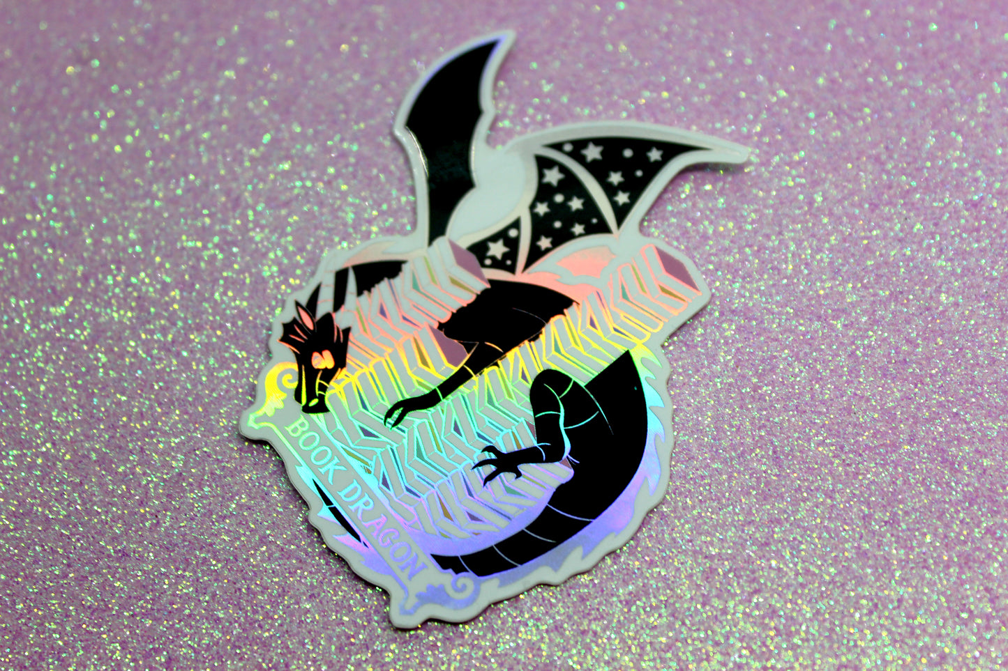 Book Dragon inspired holographic bookish vinyl sticker