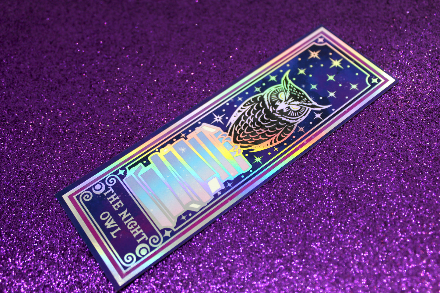 Night Owl Tarot inspired Holographic Foil Bookmark | Double-sided bookmark