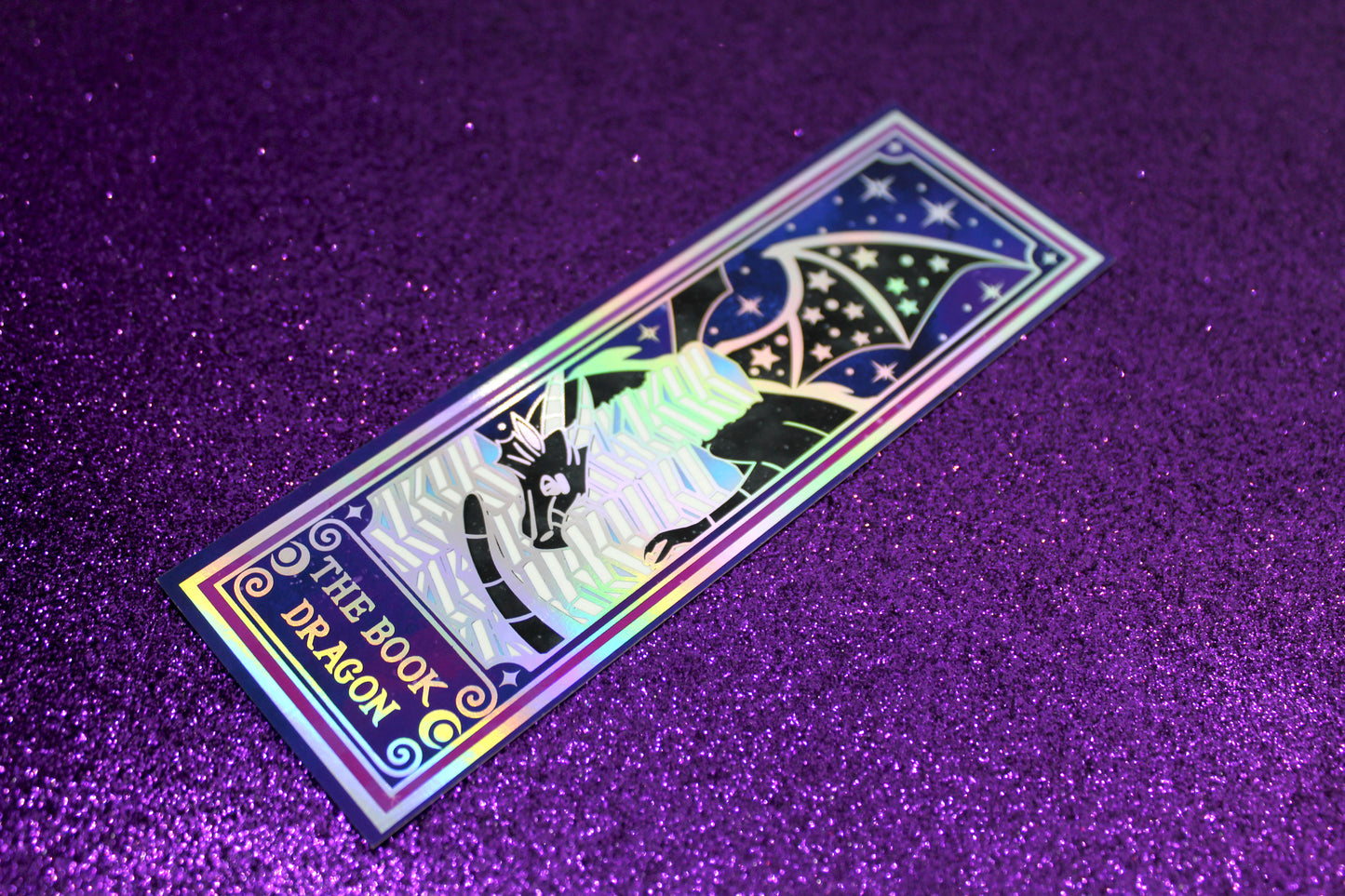 Book Dragon Tarot inspired Holographic Foil Bookmark | Double-sided bookmark