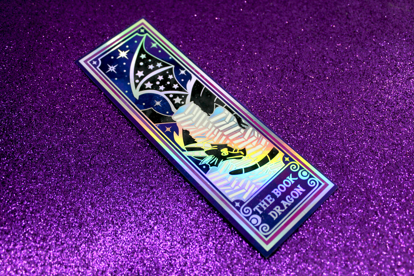 Book Dragon Tarot inspired Holographic Foil Bookmark | Double-sided bookmark