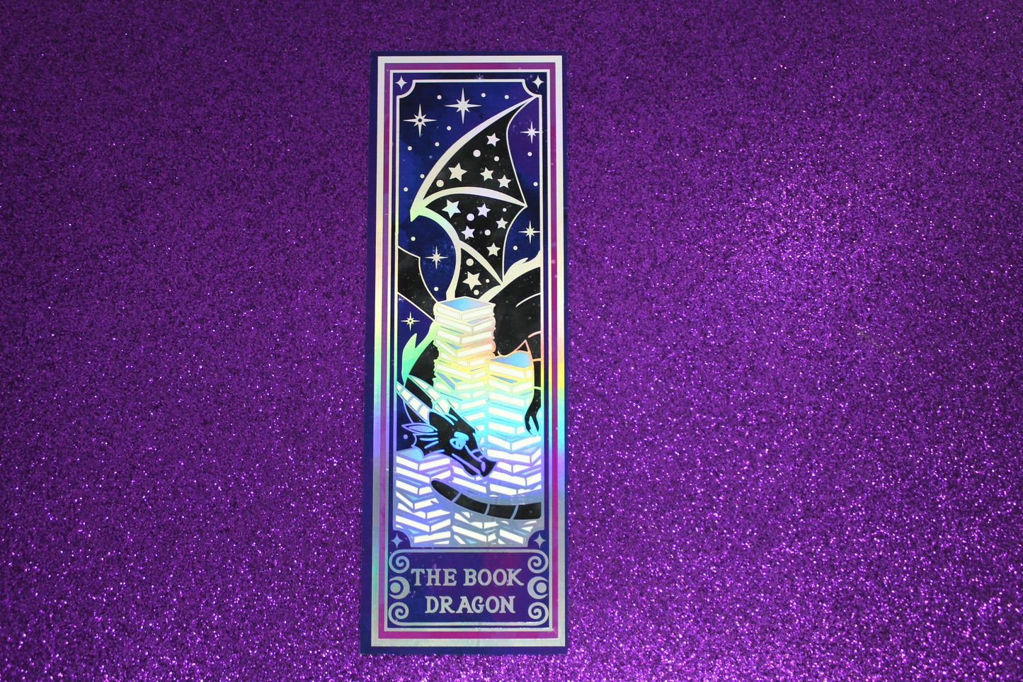 Book Dragon Tarot inspired Holographic Foil Bookmark | Double-sided bookmark