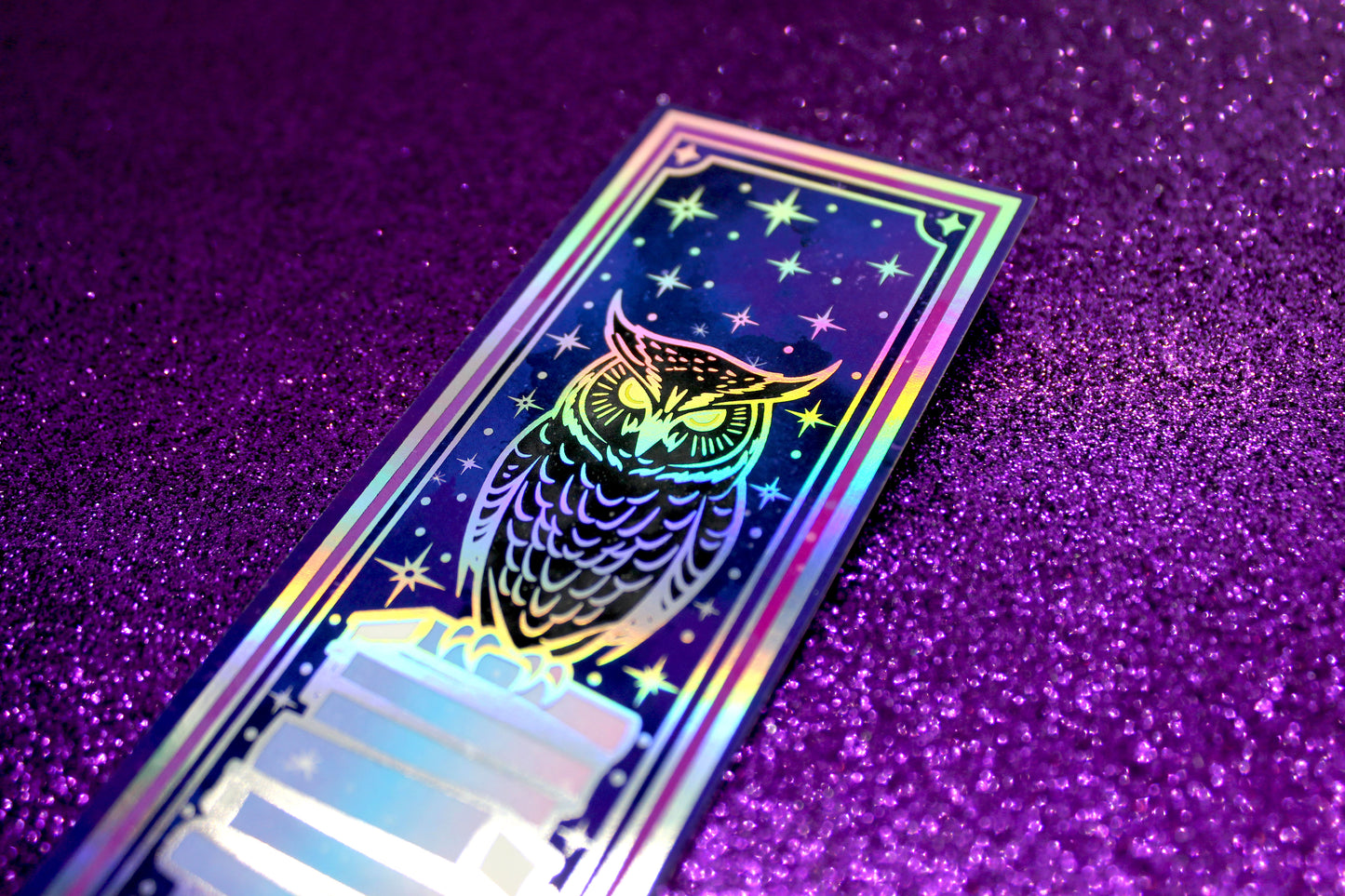 Night Owl Tarot inspired Holographic Foil Bookmark | Double-sided bookmark