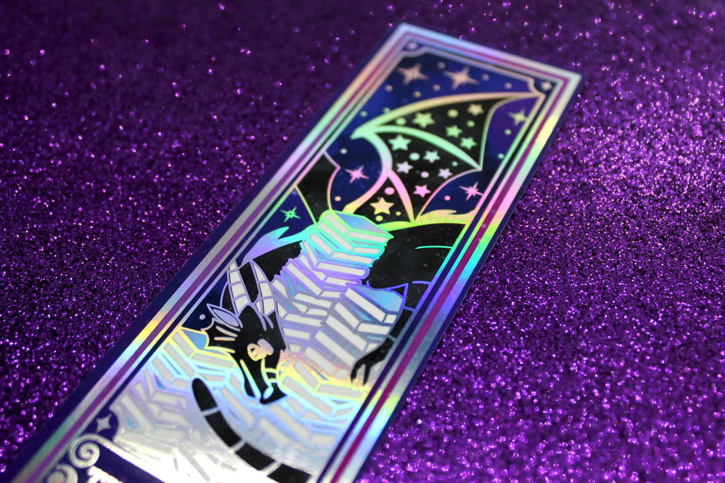 Book Dragon Tarot inspired Holographic Foil Bookmark | Double-sided bookmark