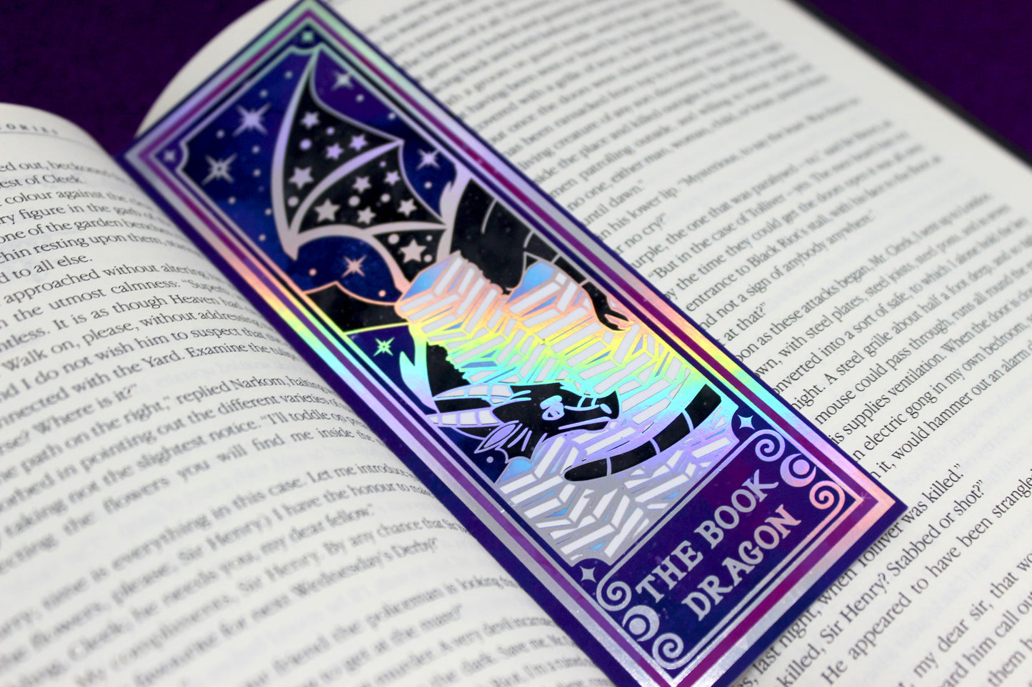 Book Dragon Tarot inspired Holographic Foil Bookmark | Double-sided bookmark