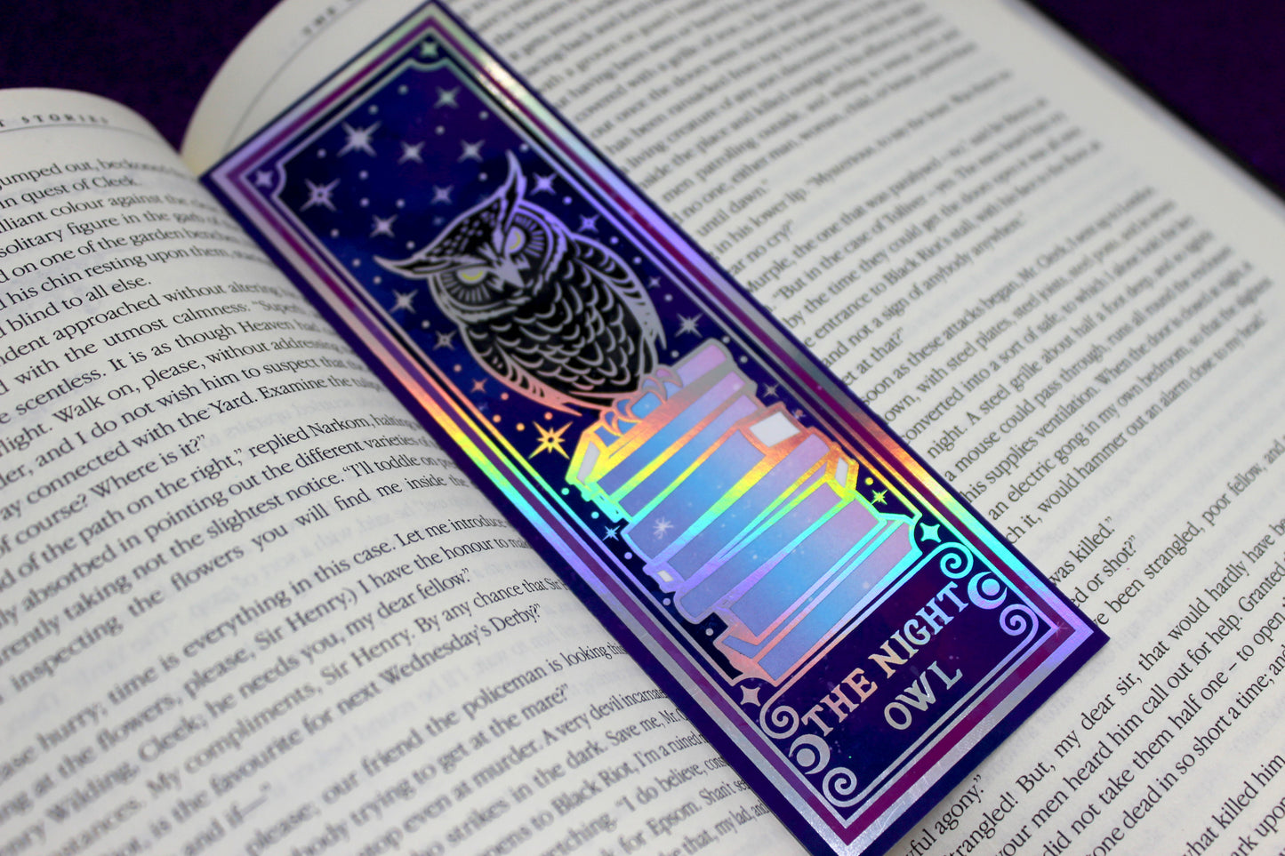 Night Owl Tarot inspired Holographic Foil Bookmark | Double-sided bookmark