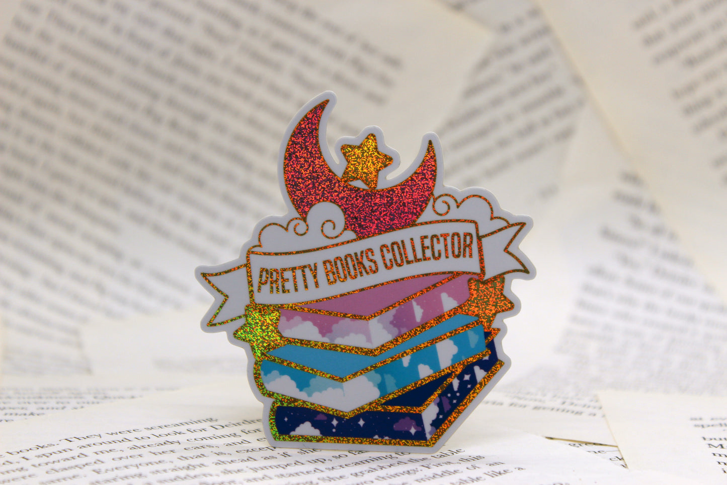Book Lover Holographic Sticker Pack | Book Dragon, TBR Cart & Pretty Books Collector | Pixie Dust and Mirror Vinyl Stickers