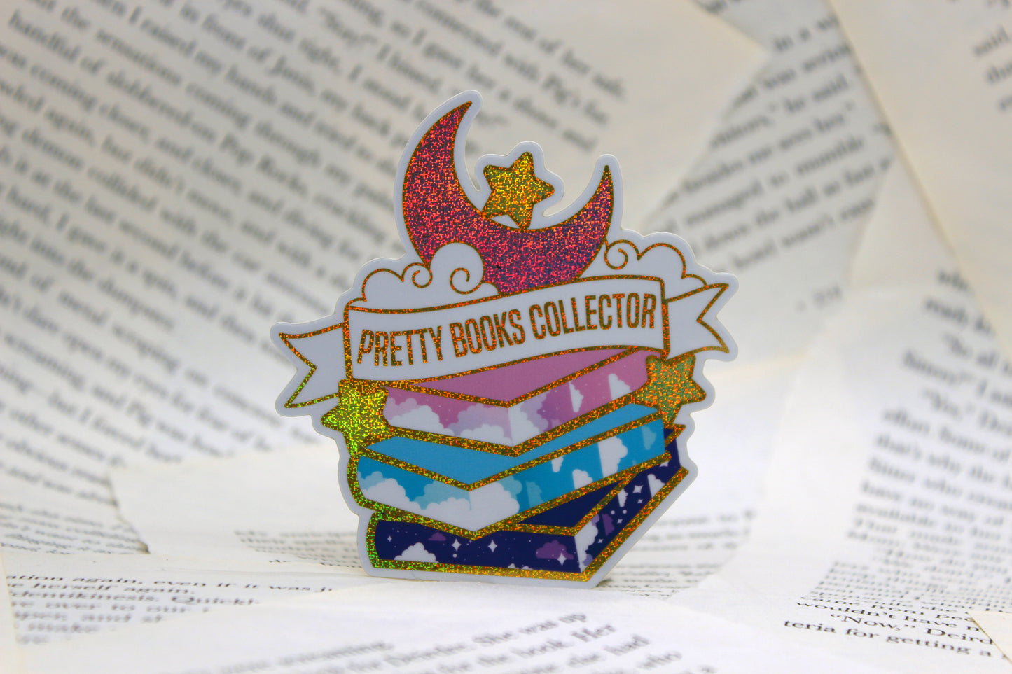 Pretty Books Collector Holographic Vinyl Sticker | Fantasy Reader Gift | Bookish Hoarder