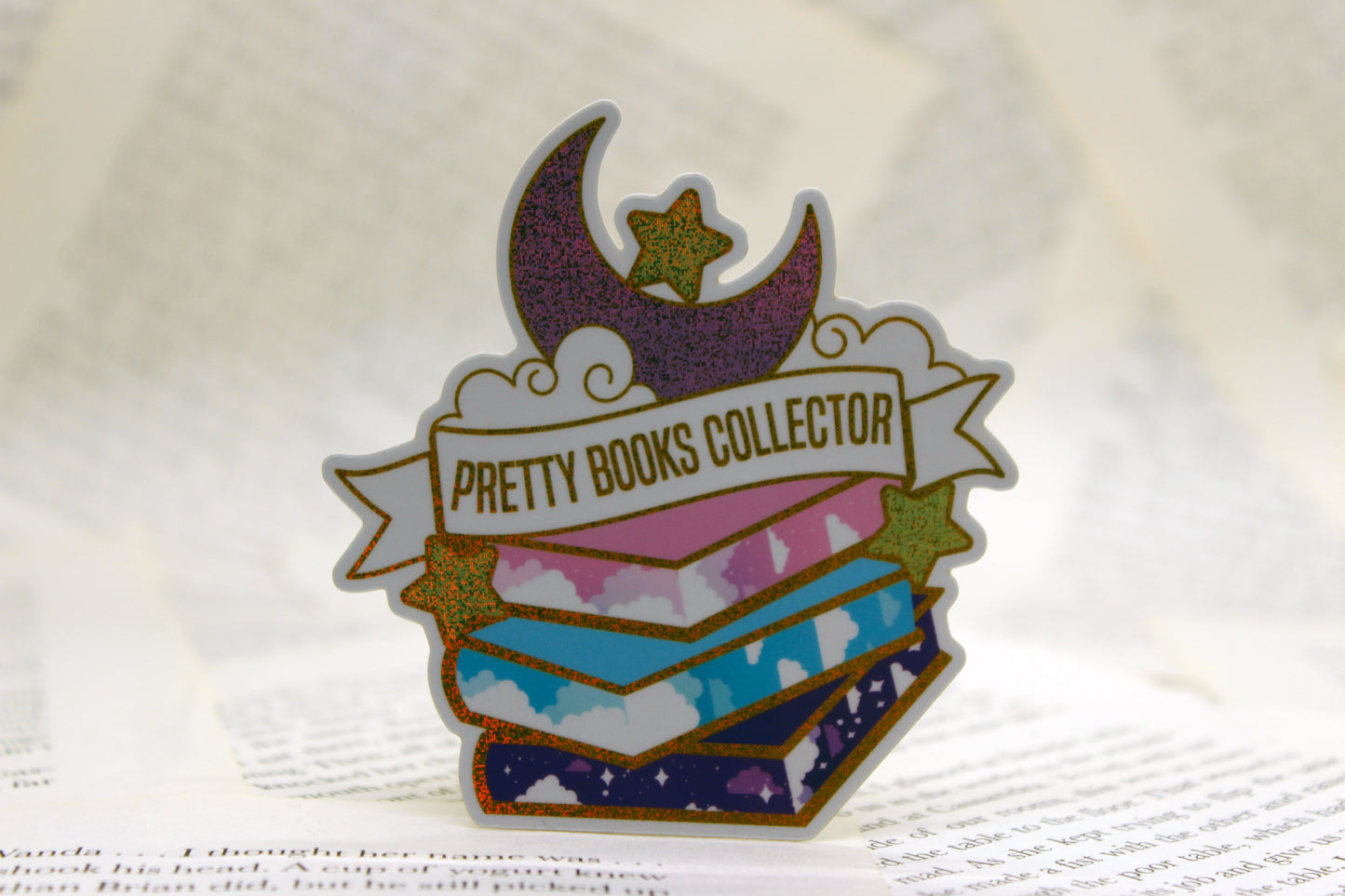 Pretty Books Collector Holographic Vinyl Sticker | Fantasy Reader Gift | Bookish Hoarder