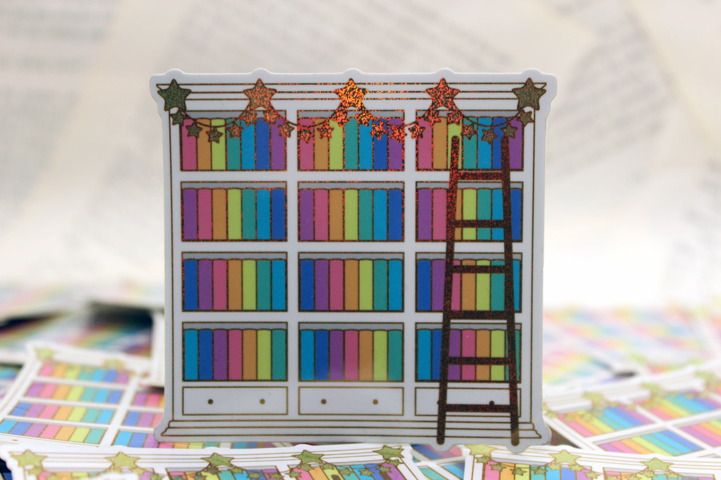 Rainbow Bookshelf vinyl sticker | Book lover | Bibliophile