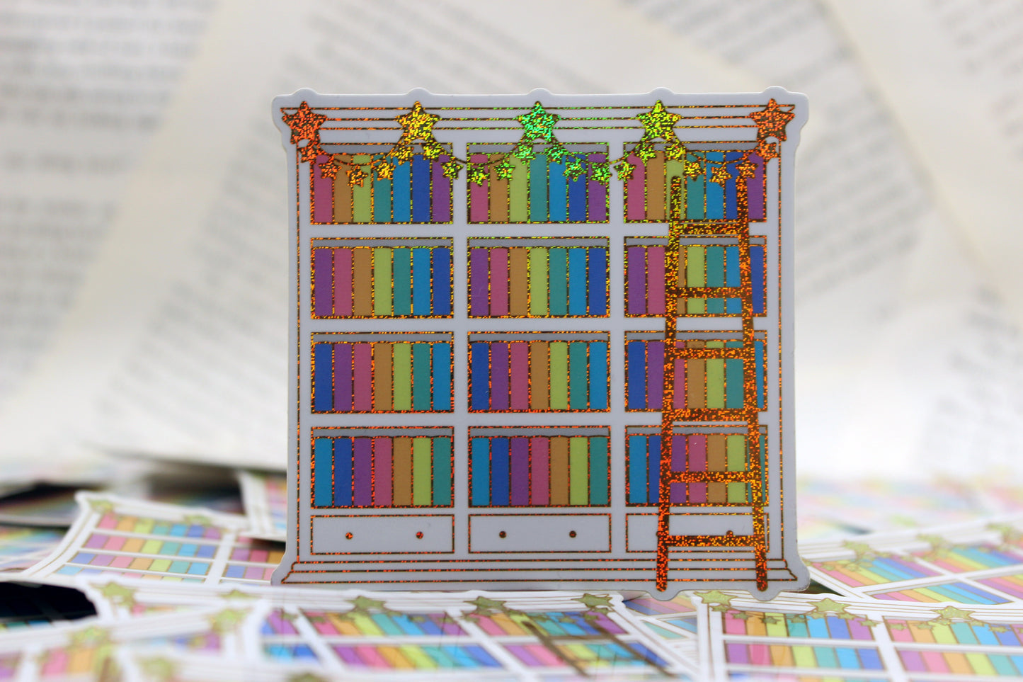 Rainbow Bookshelf vinyl sticker | Book lover | Bibliophile