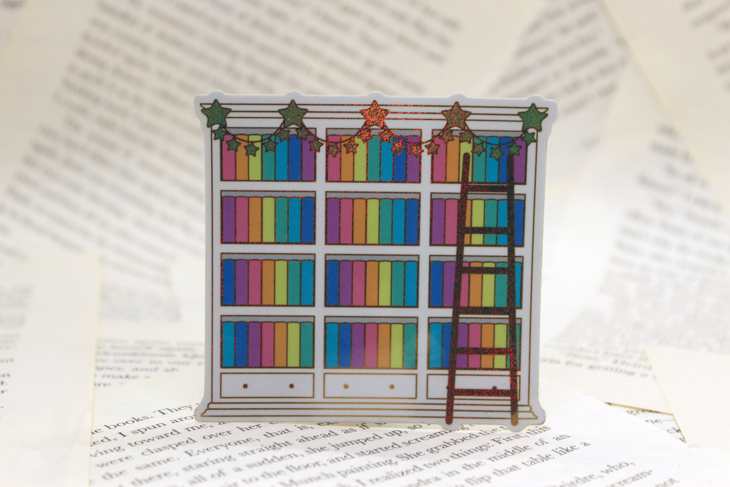 Rainbow Bookshelf vinyl sticker | Book lover | Bibliophile