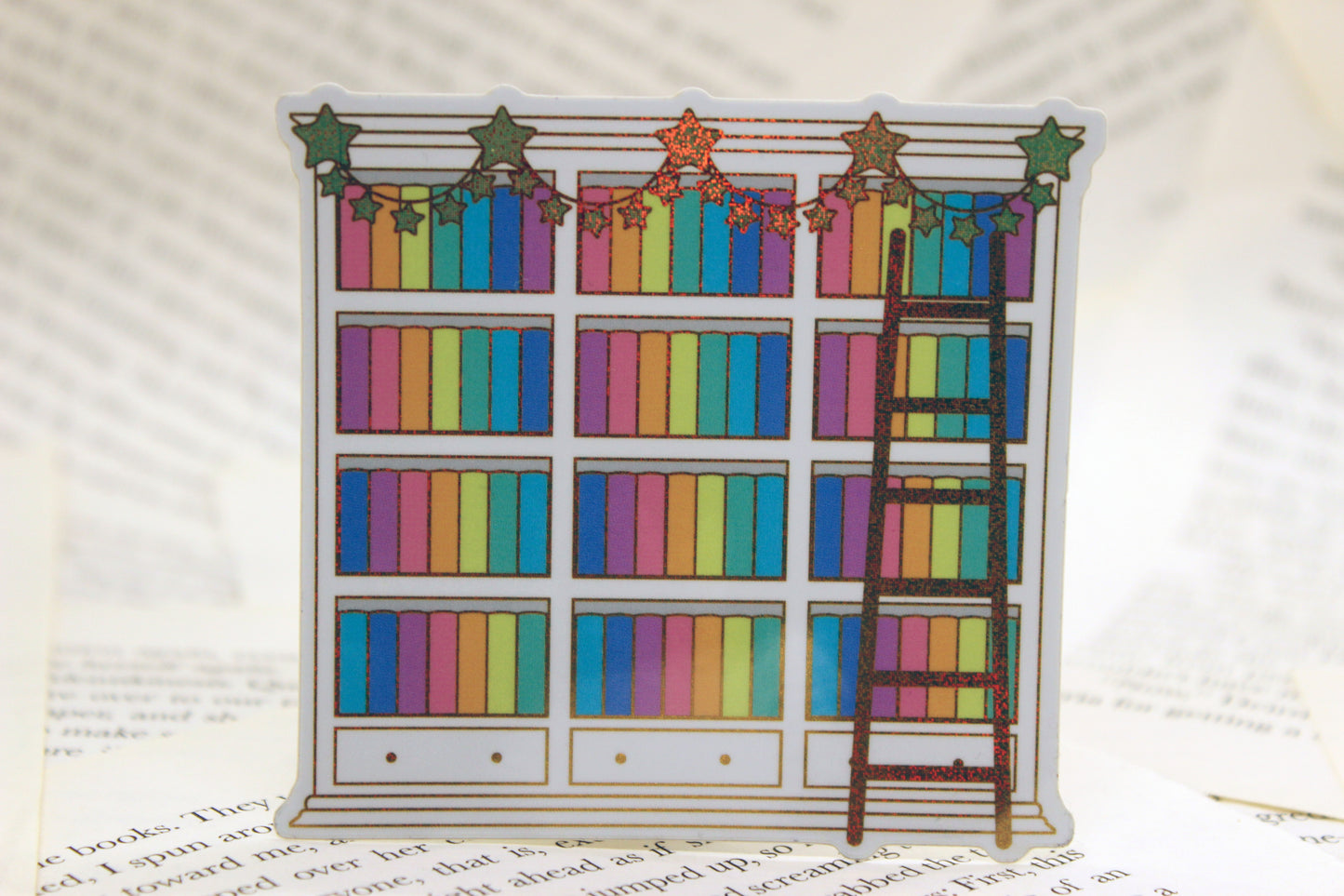 Rainbow Bookshelf vinyl sticker | Book lover | Bibliophile