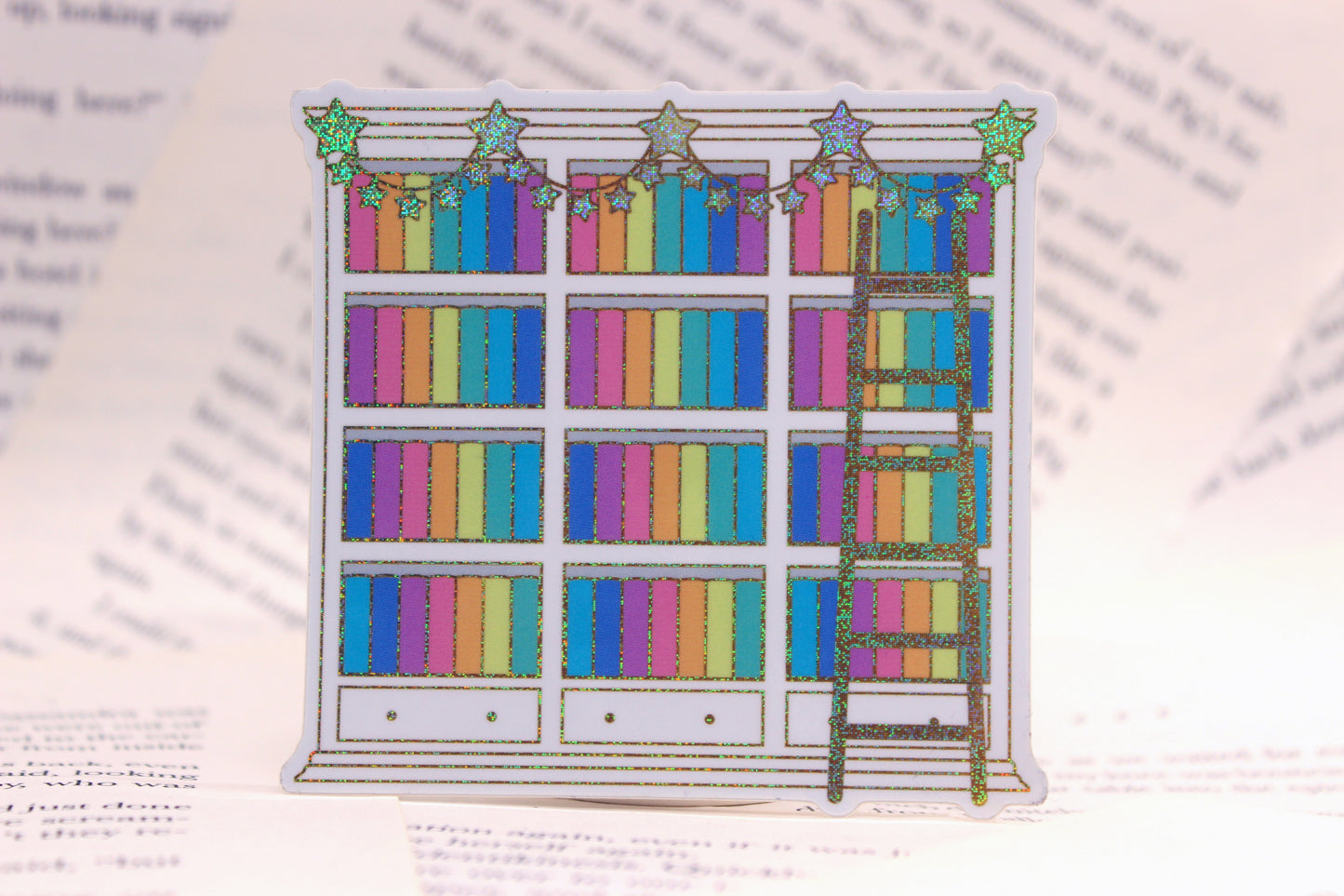 Rainbow Bookshelf vinyl sticker | Book lover | Bibliophile