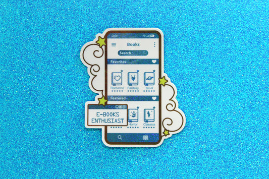 Blue E-Book Reader Sticker | Holographic Vinyl | Bookish Gift