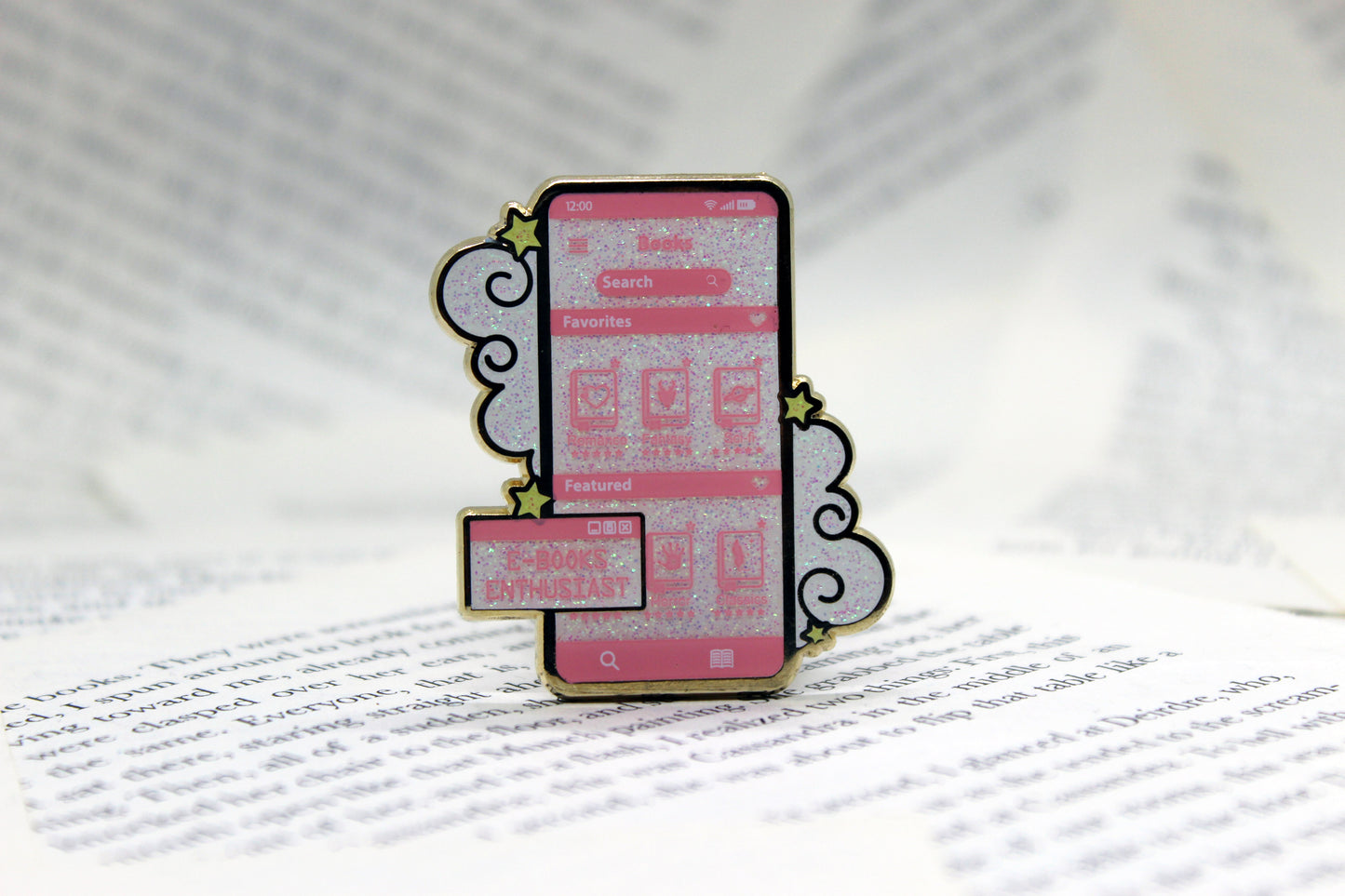 E-Book Enthuasiat Pink hard enamel pin | Book lover | Bibliophile