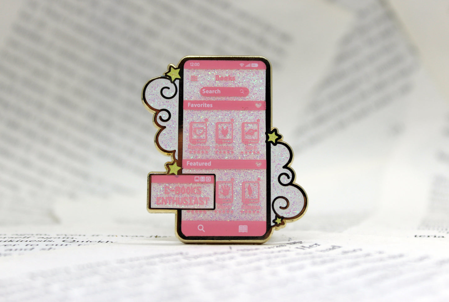 E-Book Enthuasiat Pink hard enamel pin | Book lover | Bibliophile