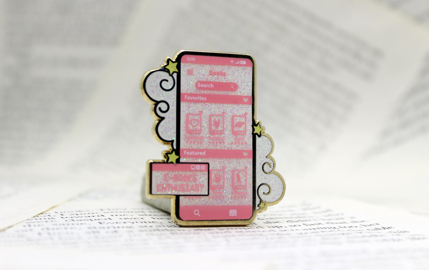 E-Book Enthuasiat Pink hard enamel pin | Book lover | Bibliophile