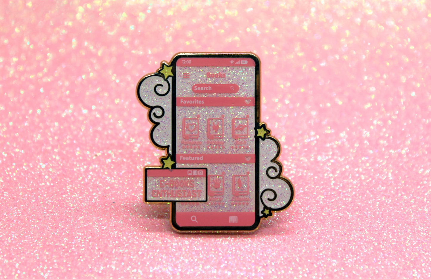 E-Book Enthuasiat Pink hard enamel pin | Book lover | Bibliophile