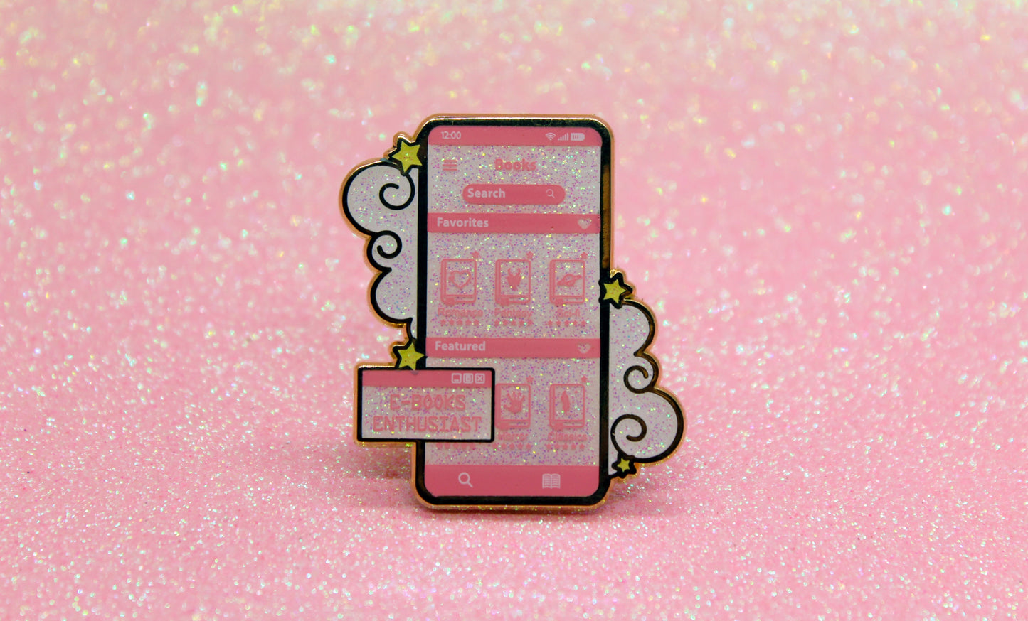 E-Book Enthuasiat Pink hard enamel pin | Book lover | Bibliophile