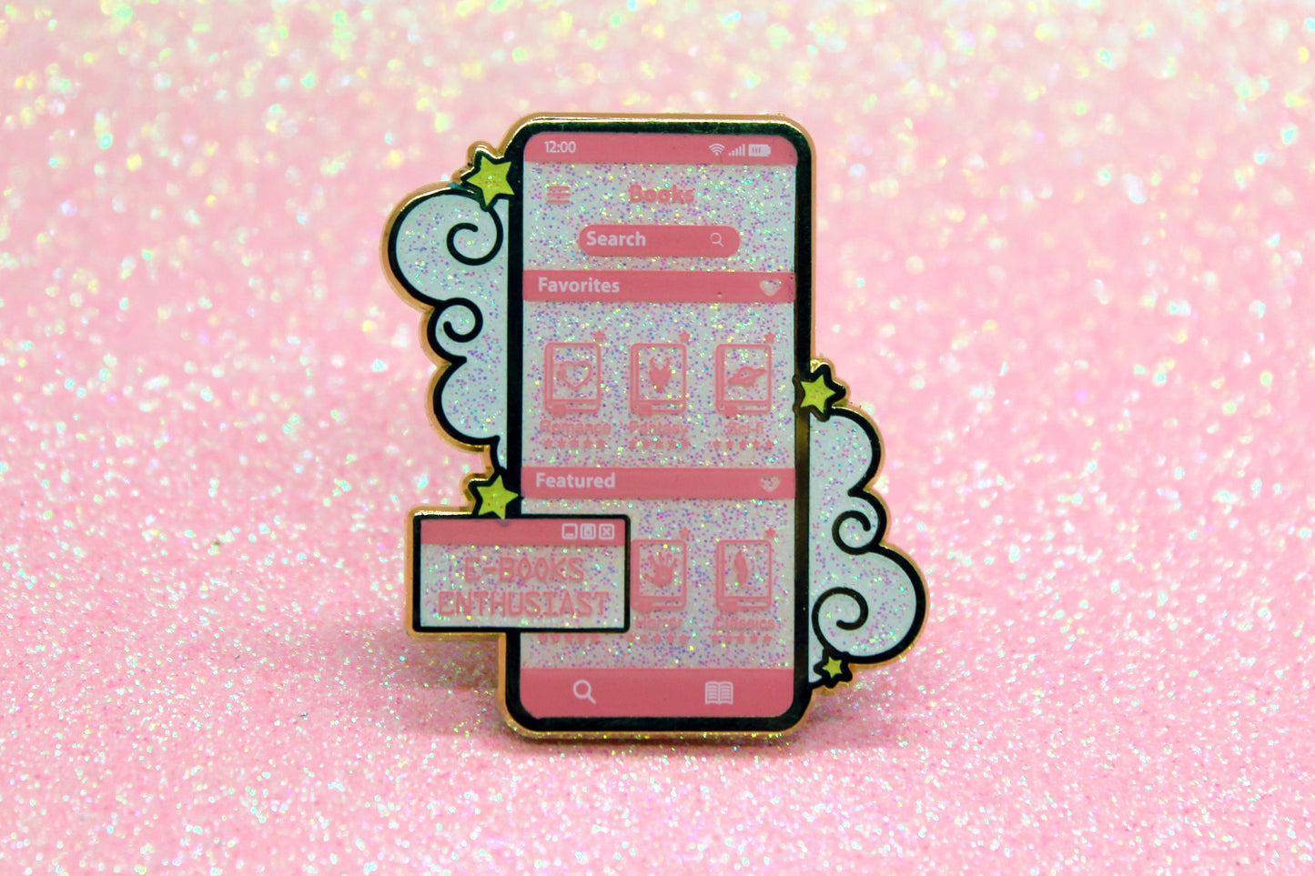 E-Book Enthuasiat Pink hard enamel pin | Book lover | Bibliophile