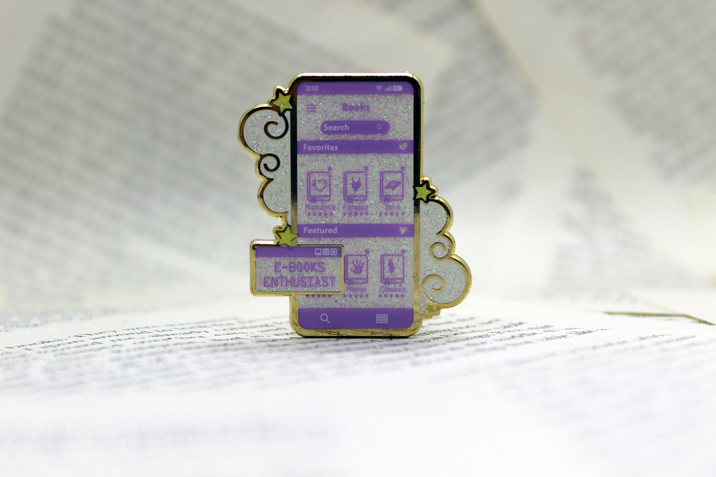 E-Book Enthuasiat Purple hard enamel pin | Book lover | Bibliophile