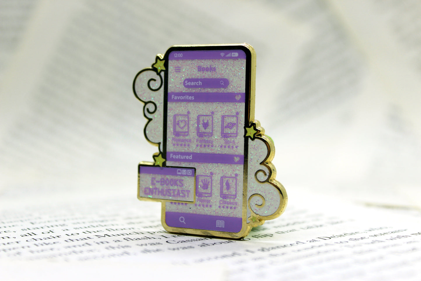 E-Book Enthuasiat Purple hard enamel pin | Book lover | Bibliophile