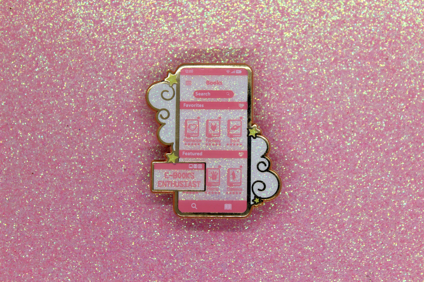 E-Book Enthuasiat Pink hard enamel pin | Book lover | Bibliophile