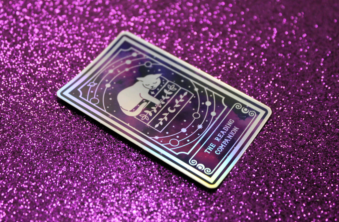 Holographic cat Tarot Sticker 'The Reading Companion" – Book Lover Vinyl Decal