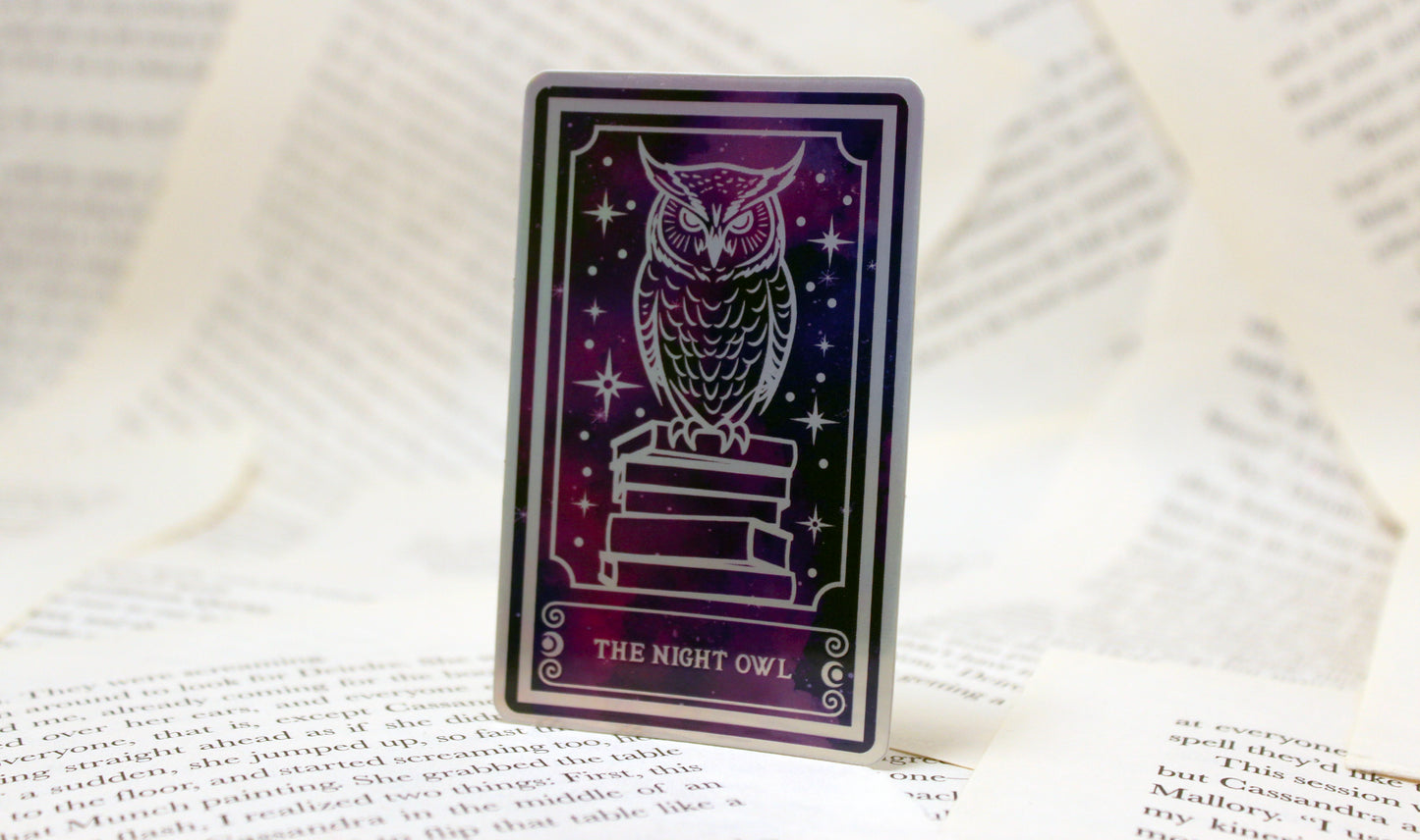 Holographic Owl Tarot Sticker 'The Night Owl' – Book Lover Vinyl Decal
