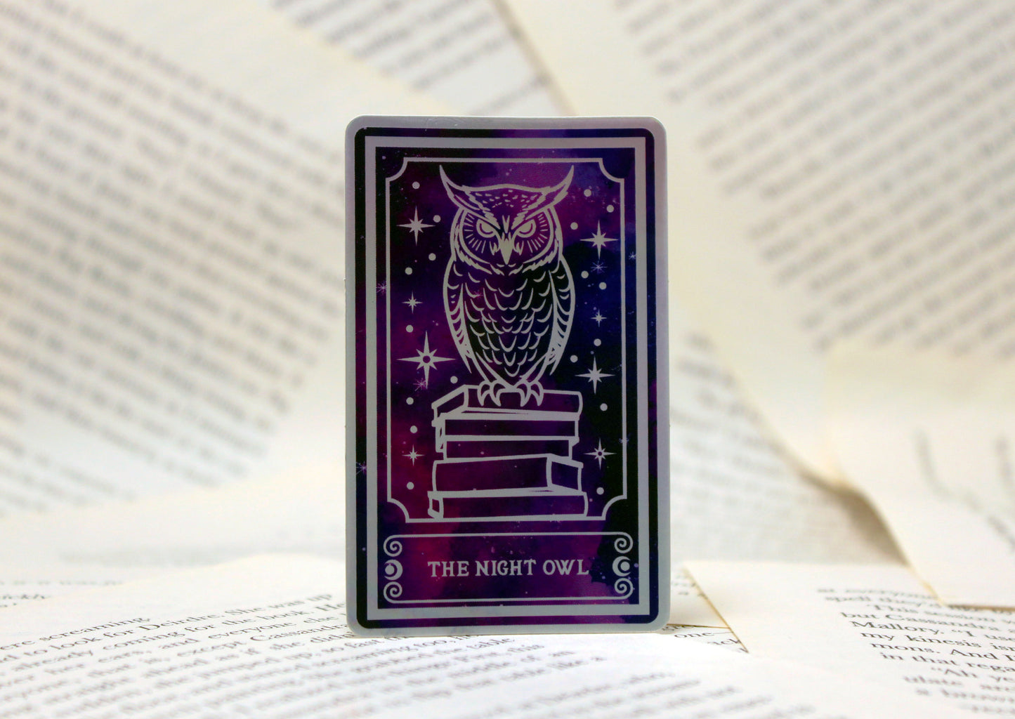 Holographic Owl Tarot Sticker 'The Night Owl' – Book Lover Vinyl Decal