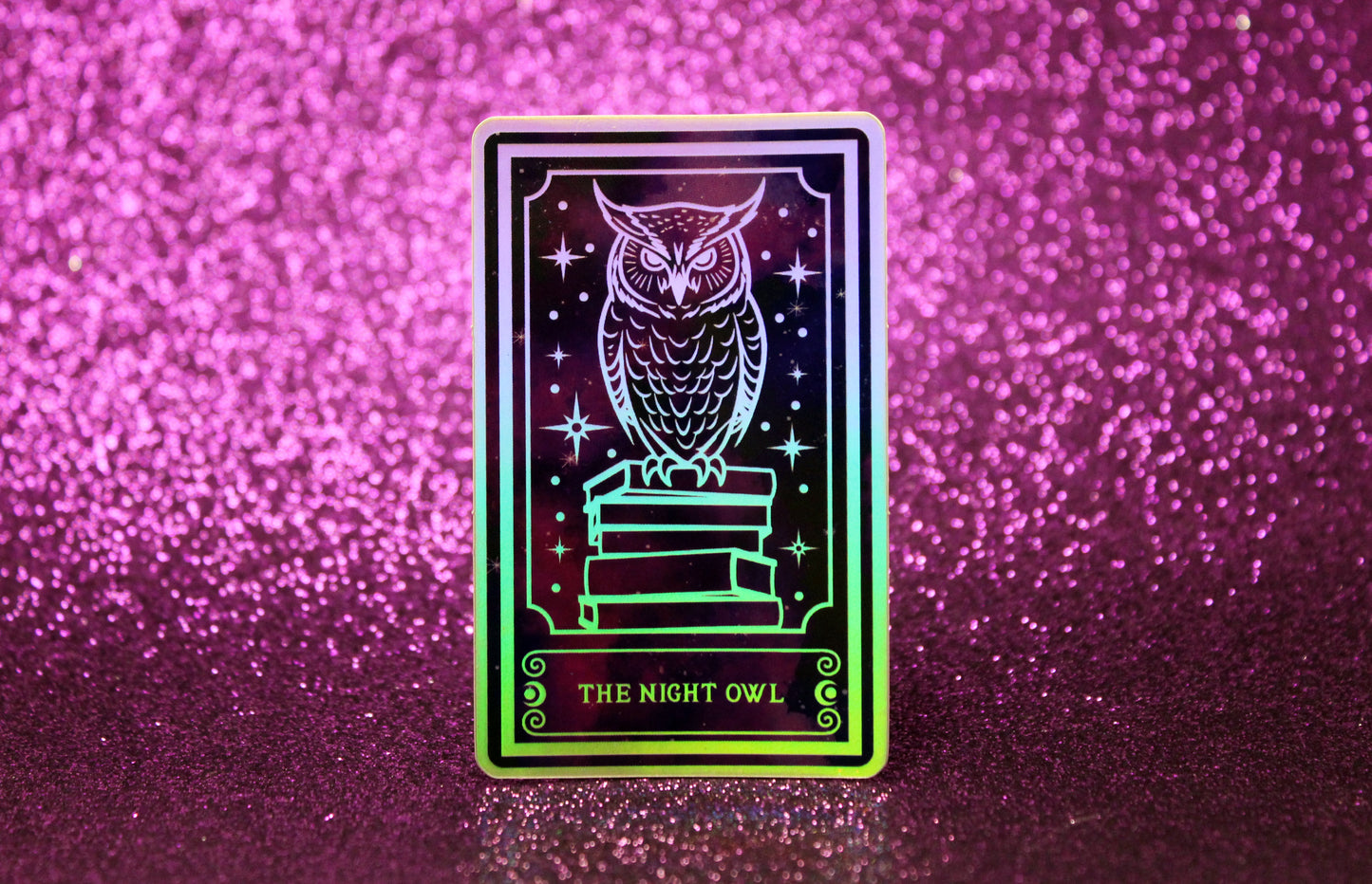 Holographic Owl Tarot Sticker 'The Night Owl' – Book Lover Vinyl Decal