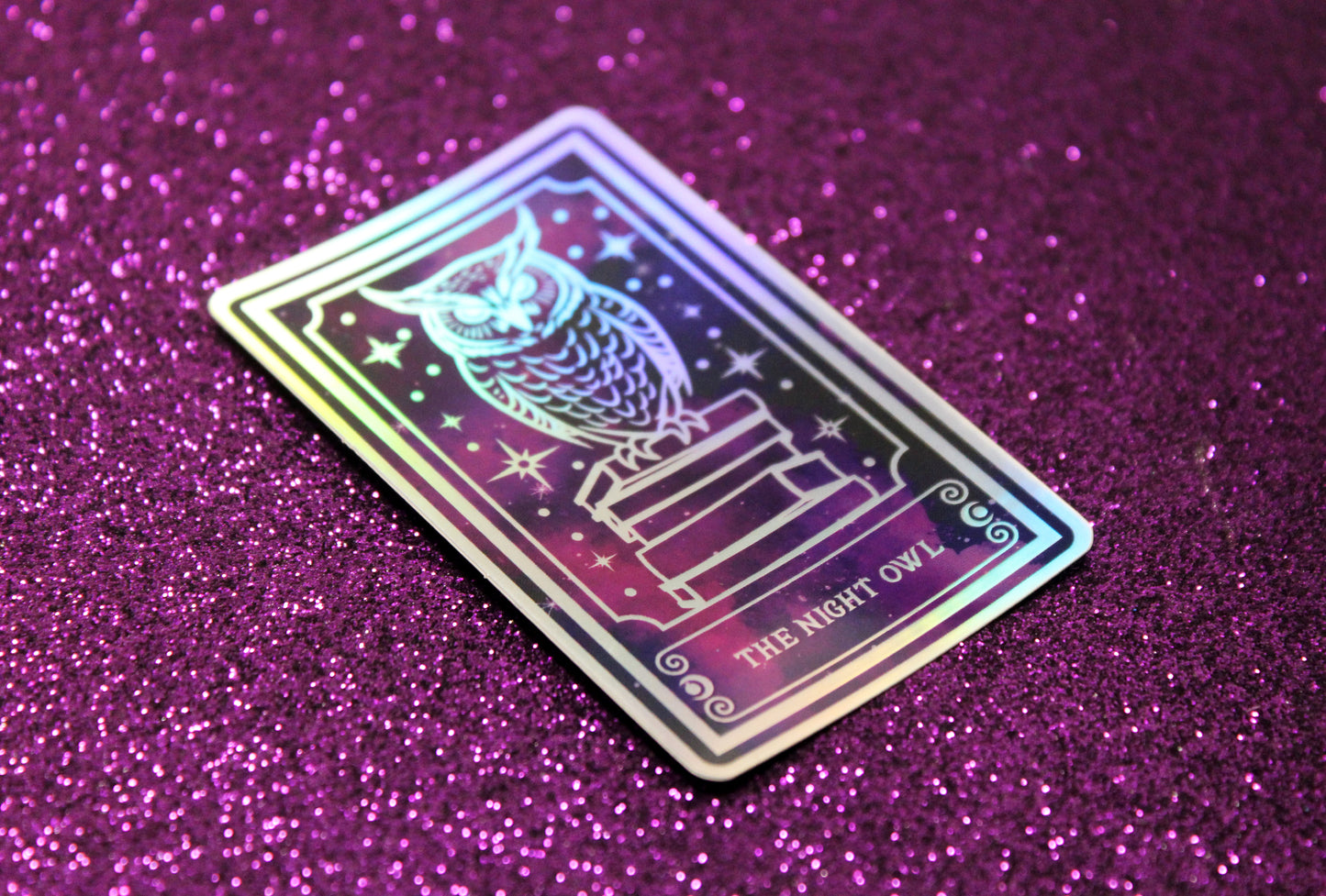 Holographic Owl Tarot Sticker 'The Night Owl' – Book Lover Vinyl Decal