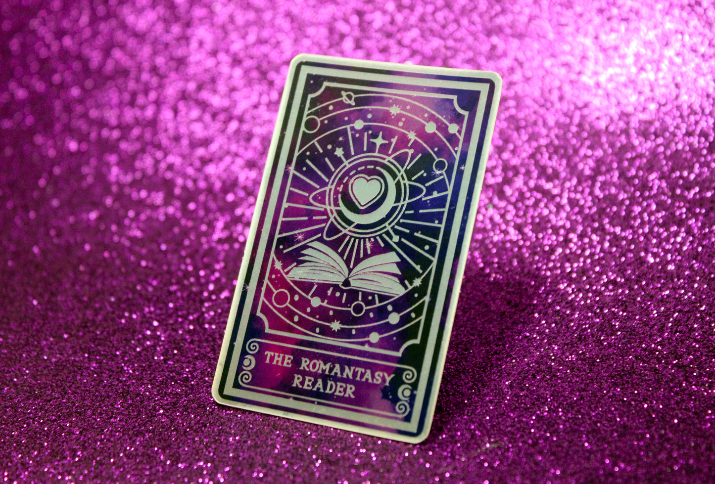 Holographic Book Genre Tarot Sticker 'The Romantasy Reader' – Book Lover Vinyl Decal