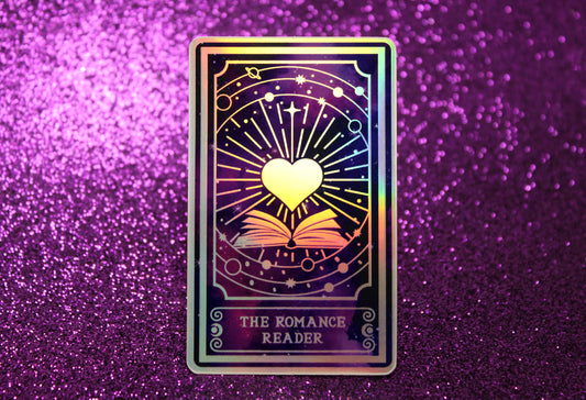 Holographic Book Genre Tarot Sticker 'The Romance Reader' – Book Lover Vinyl Decal