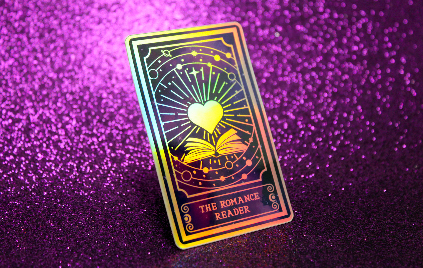 Holographic Book Genre Tarot Sticker 'The Romance Reader' – Book Lover Vinyl Decal