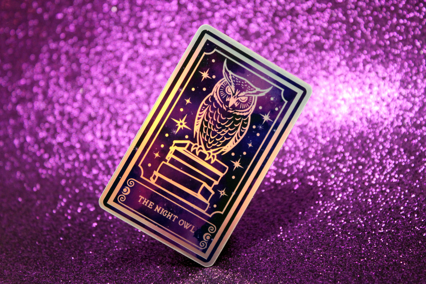 Holographic Owl Tarot Sticker 'The Night Owl' – Book Lover Vinyl Decal