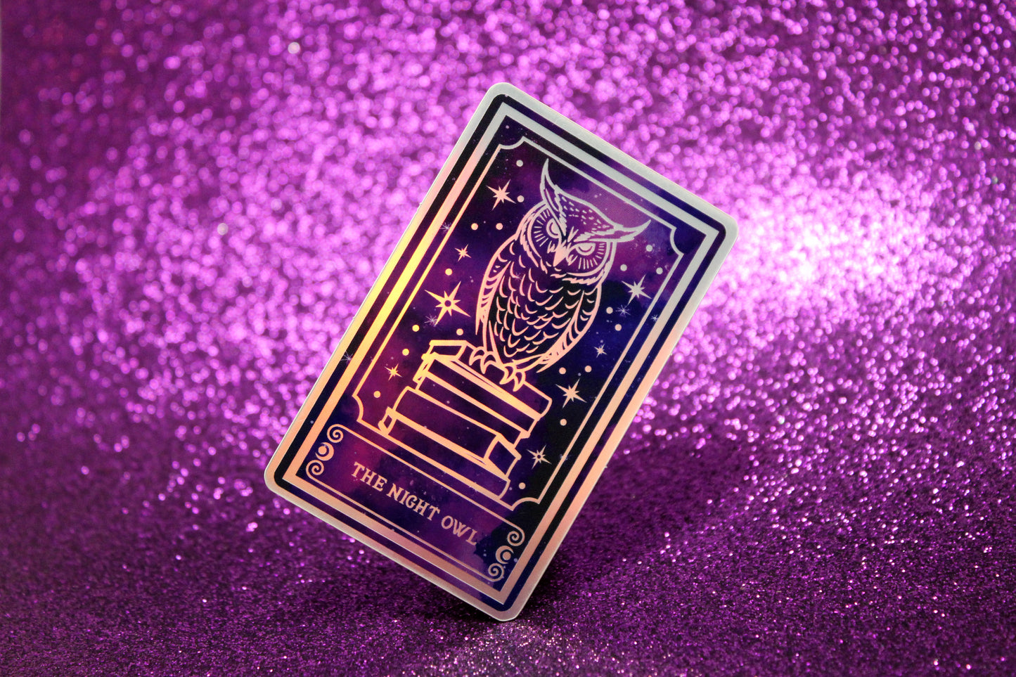 Holographic Owl Tarot Sticker 'The Night Owl' – Book Lover Vinyl Decal