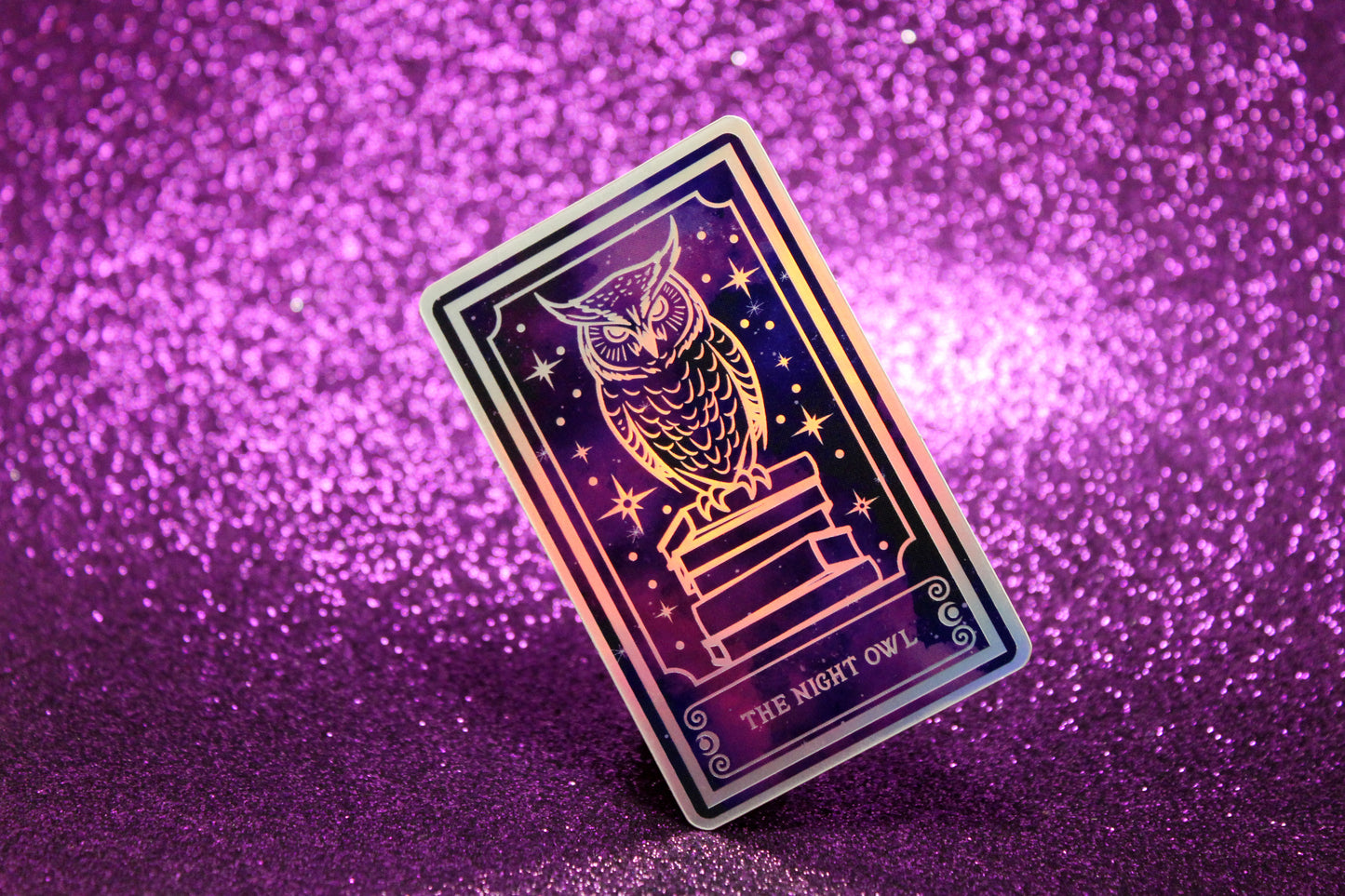 Holographic Owl Tarot Sticker 'The Night Owl' – Book Lover Vinyl Decal