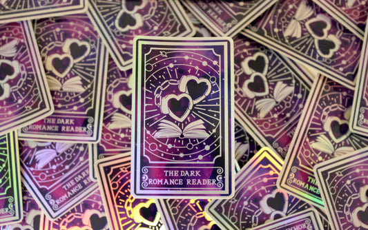 Holographic Book Genre Tarot Sticker 'The Dark Romance Reader' – Book Lover Vinyl Decal